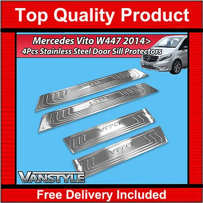 Fits Mercedes Vito 14> 4pcs Door Entry Sill Guard Stainless Protectors Chrome • £68.32